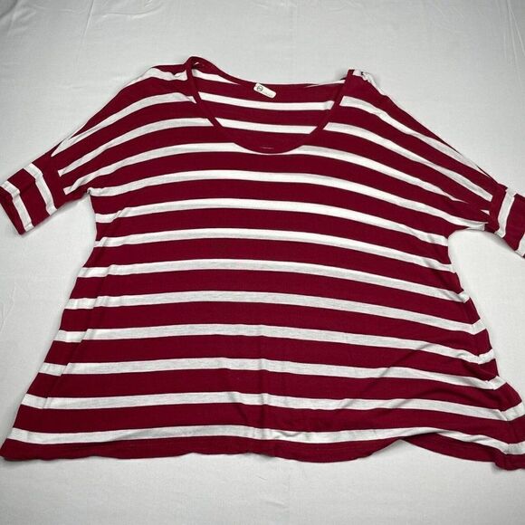 AG Adriano Goldschmied Oversized Red Striped Dolman Tee - Picture 1 of 8